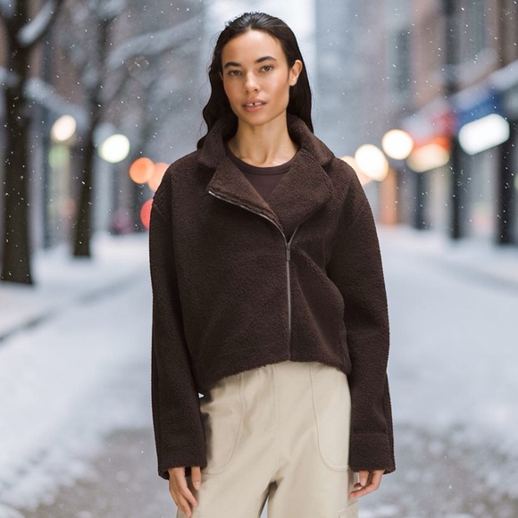 lululemon athletica Jackets & Blazers - Lululemon Textured Fleece Collared Jacket in Espresso Sz 2